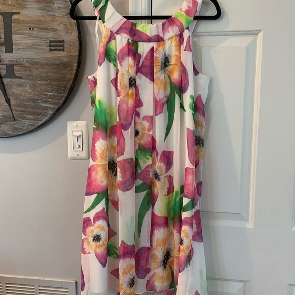 S.L. Fashions Circle Neck Floral Summer Dress 14 - Picture 1 of 3